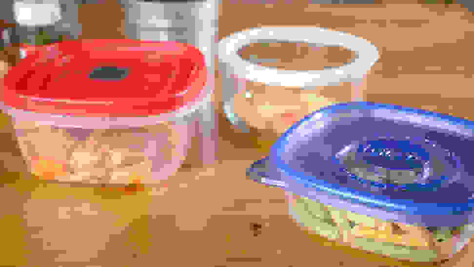 Tupperware with food stored inside